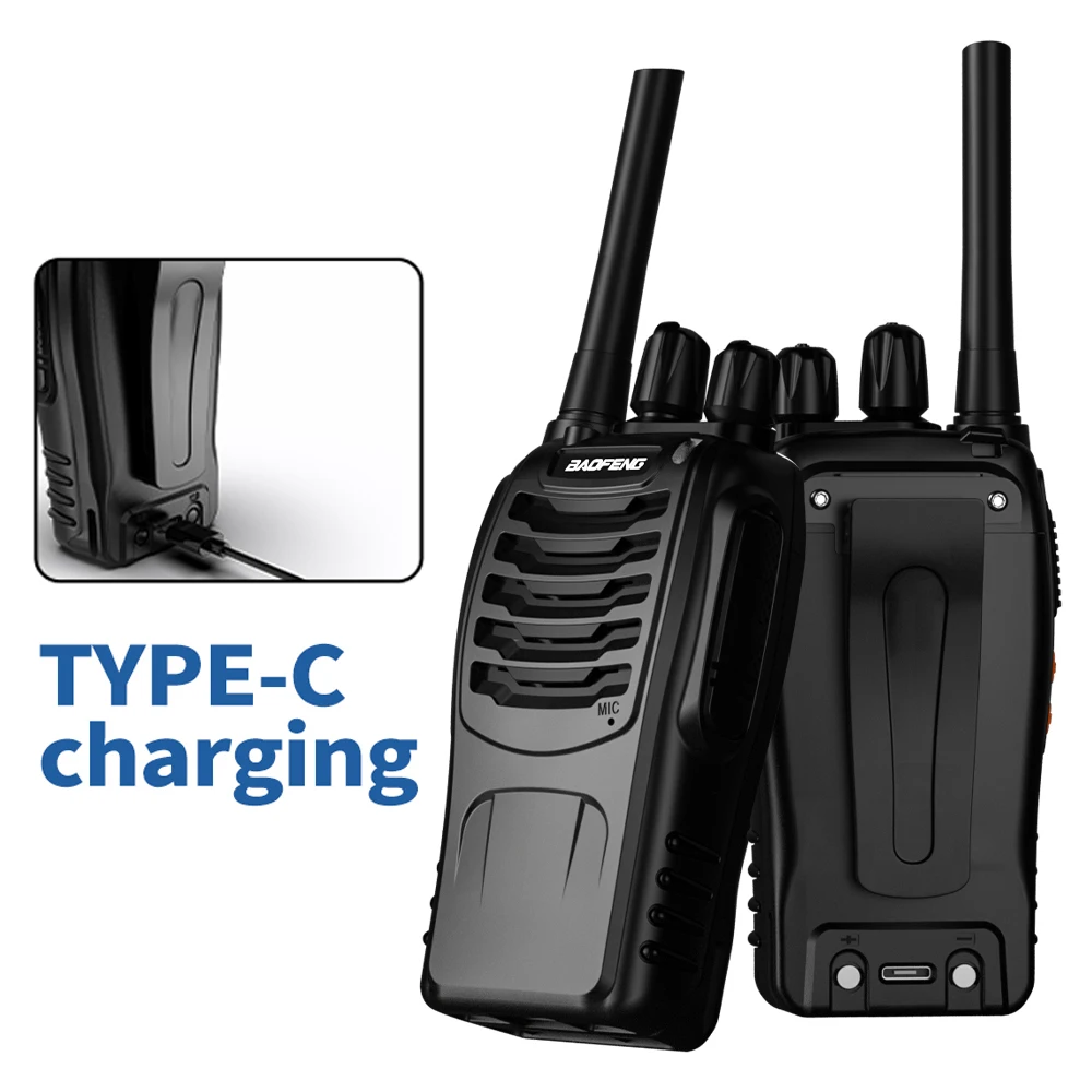2 قطعة Baofeng 888Splus جهاز اتصال لاسلكي محمول عالي الجودة لموقع البناء في المستشفى للاستخدام اليومي راديو للمطاعم