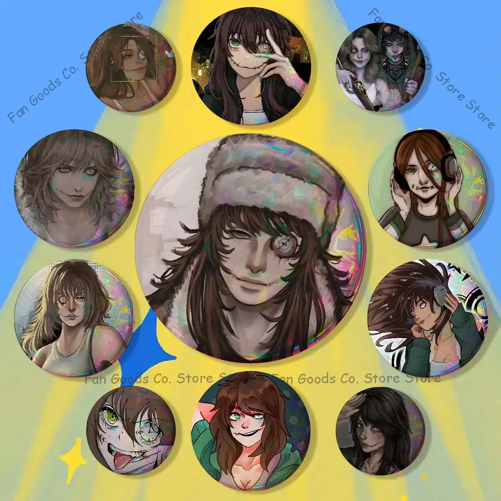 For C-Creepypasta Clockwork Badges Creative Tinplate Button Pins Brooch Creative Quotes Badge Clothes Backpack Jewelry Gift