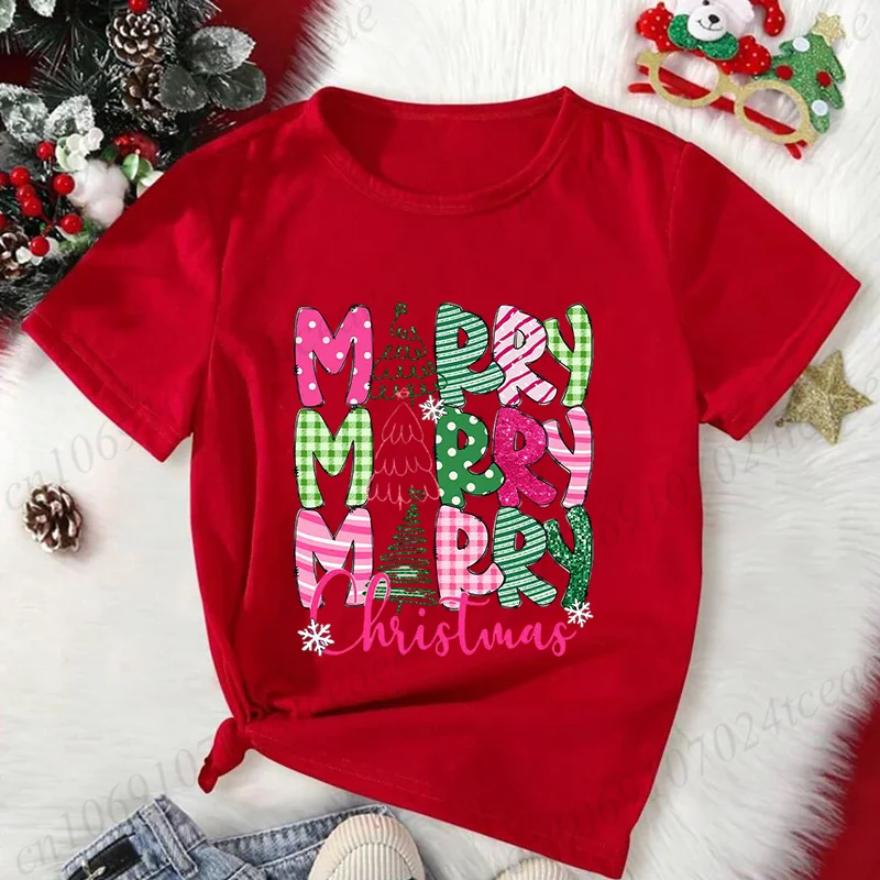 Bonito feliz natal rena impressão camisetas vermelhas para mulheres casual manga curta o-pescoço camisetas femininas festa de natal topos