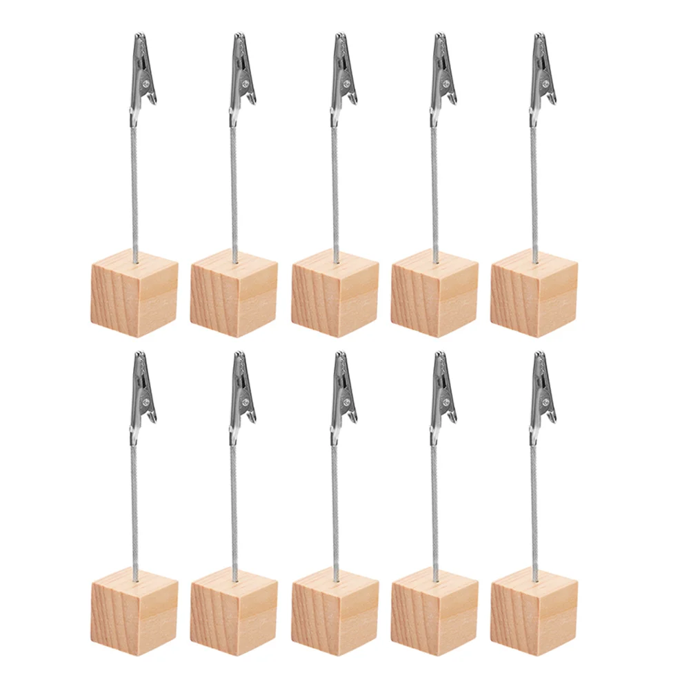 10 Pcs Business Card Holder Photo Clip Desk Table Holders Wood Rustic Note Folder Memo Clips Desktop Note Clamps Practical