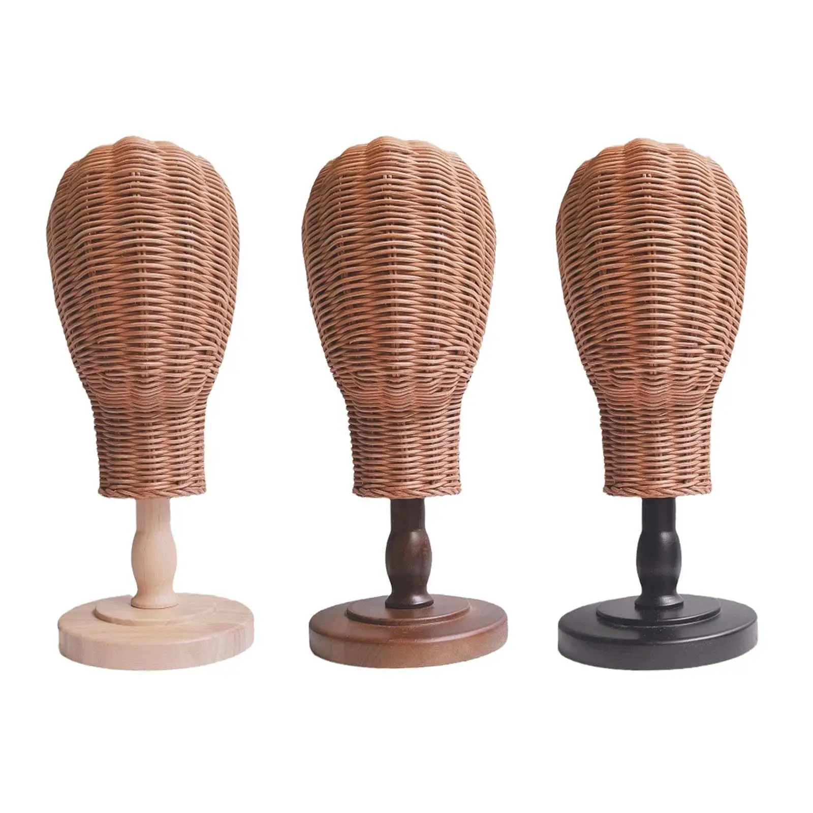 

Hat Display Holder Rack Rattan Mannequin Head Stand, Multipurpose,Unique Decorative Wig Holder Rustic Rack for Home Salon