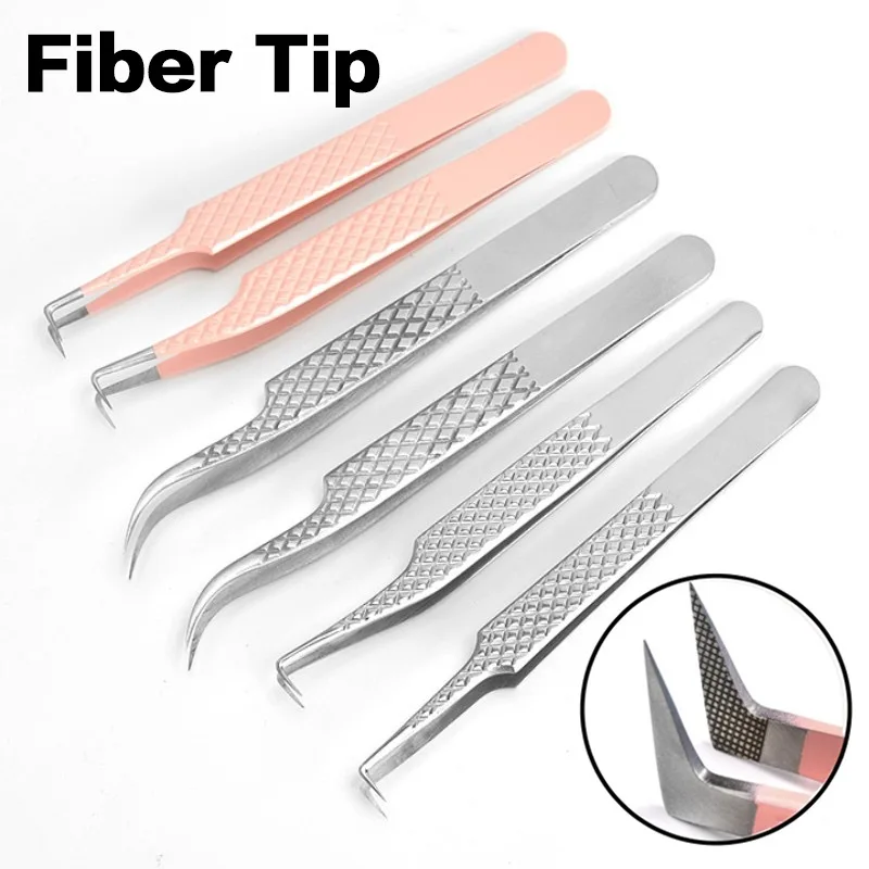 Lashes Tweezers with Fiber Tip Tweezers for Eyelash Extensions Professional Fiber Tips Eyelash Tweezers Eyelash Extensions