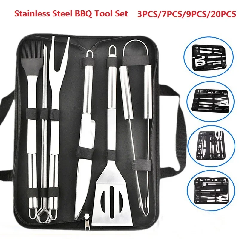 3/20pcs Stainless Steel BBQ Tool Set Bbq Accessories Bbq Grill Outdoor camping cuisine Tool