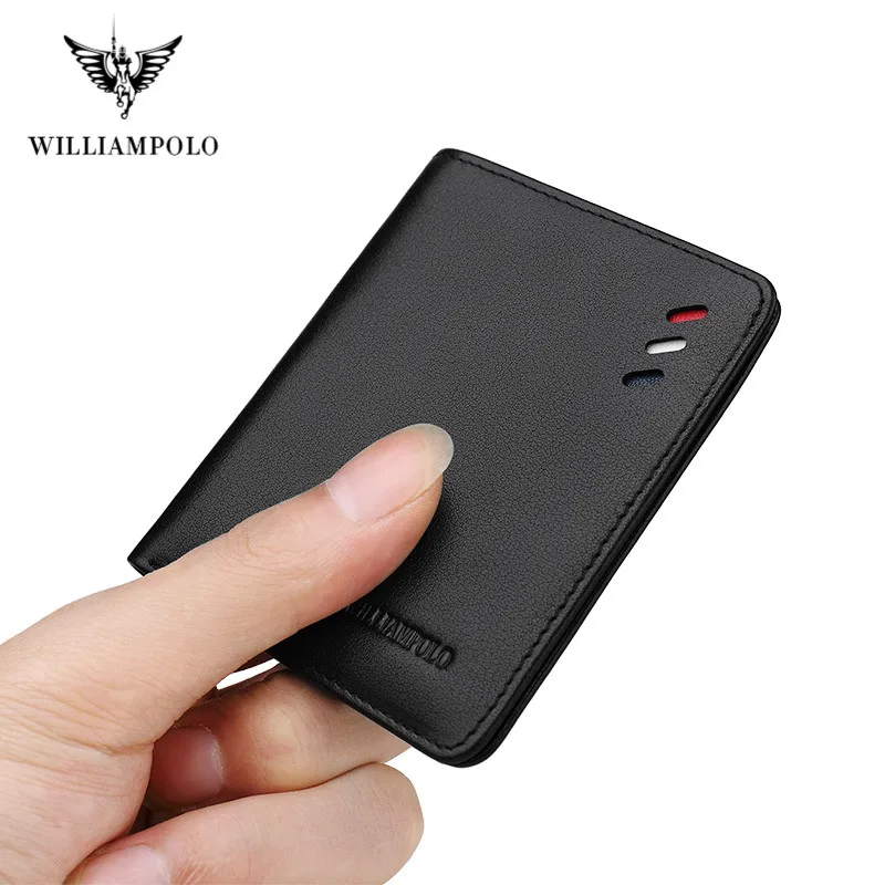 WILLIAMPOLO Men's Purse Wallet Fashion RFID Blocking Man Leather Wallet Business Card Holder ID Money Bag Wallet