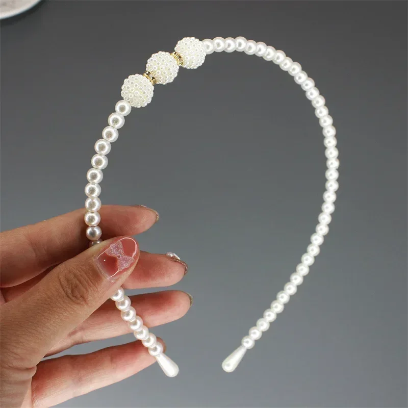 New Full Faux Pearl Hairwear Elastic Flower Girl Women Hair Hoop Bands Headband Baby Wedding Hair Accessories Hair Pins