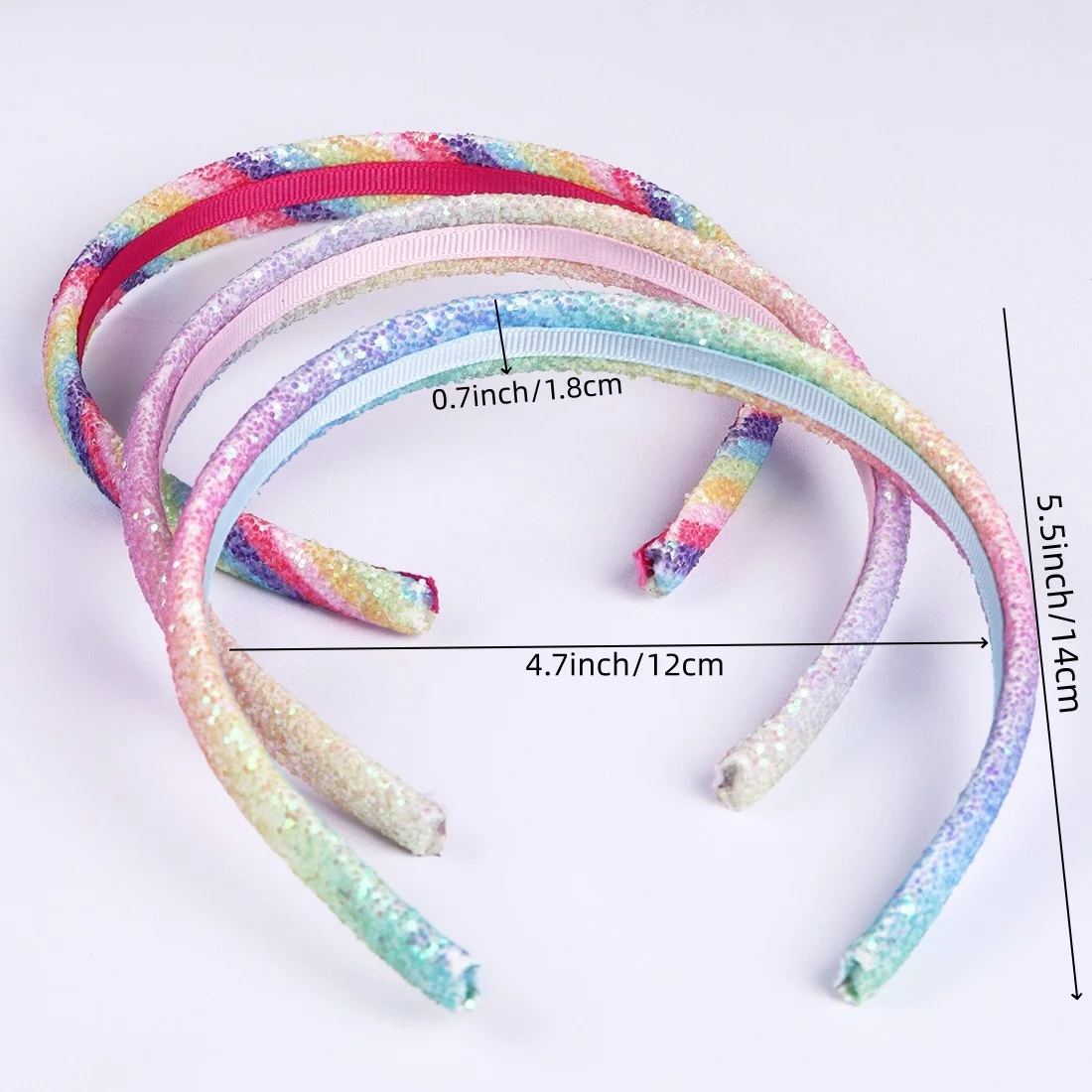 4/8PCS Glitter Rainbow Headbands for Girls Sparkly Heart Headband Plastic Mermaid Hairbands Children Kids Party Hair Accessories view 5
