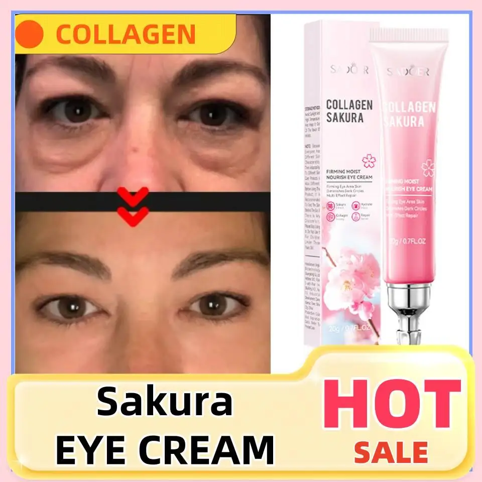 SADOER Sakura Collagen Eye Cream Anti Dark Circles Removal Eyes Bags Firming Moisturizing Eye Creams Beauty Eyes Skin Care