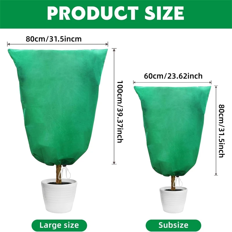 4 عبوات من أغطية النباتات الشتوية للحماية من التجميد وبطانيات GreenFrost مع رباط بسحاب لشجرة شجيرة بوعاء خارجية للطقس البارد