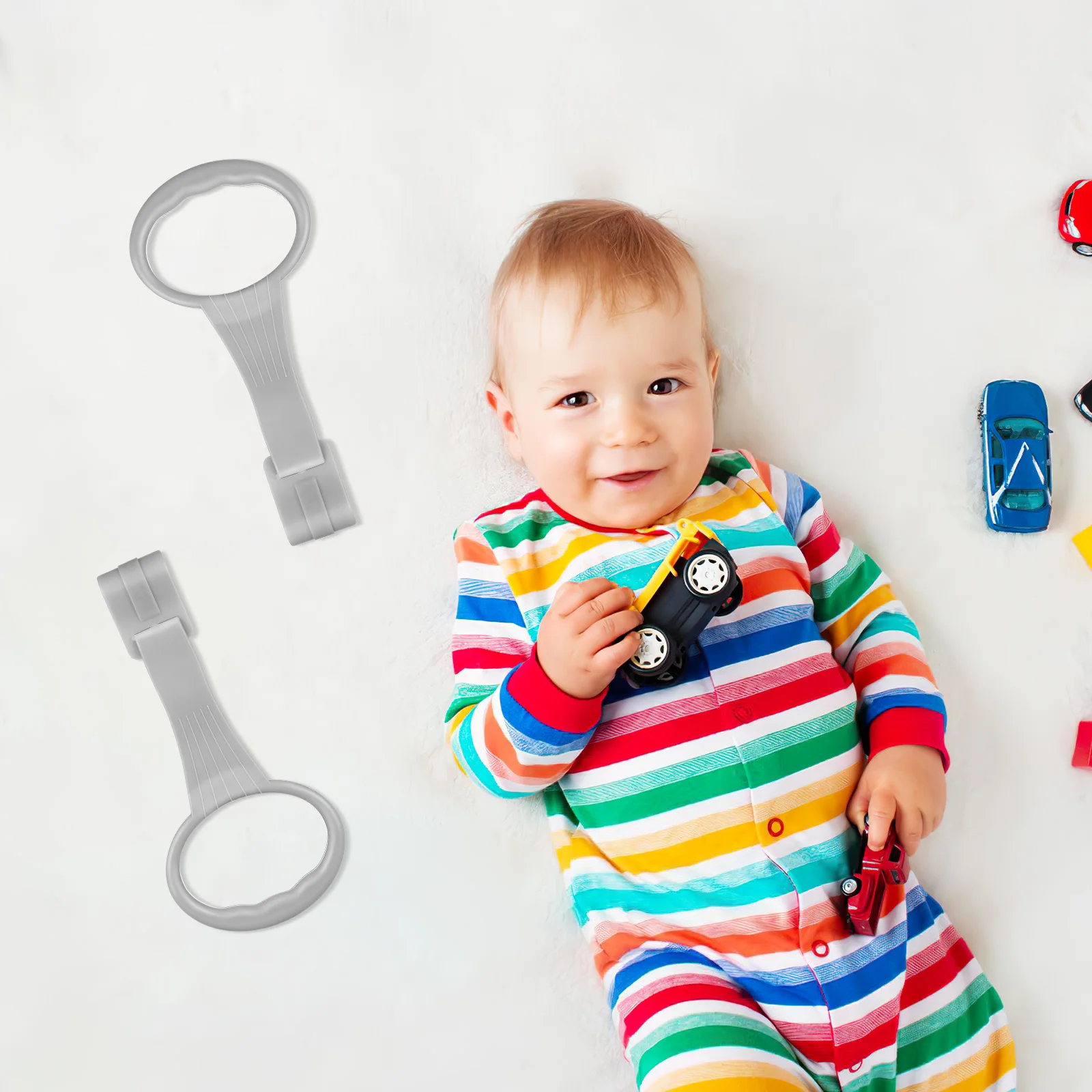 1 par de anillos de pie para cama de niños pequeños, herramienta de ejercicio duradera para caminar, diseño seguro, colores brillantes, anillos ligeros para tirar hacia arriba para bebé