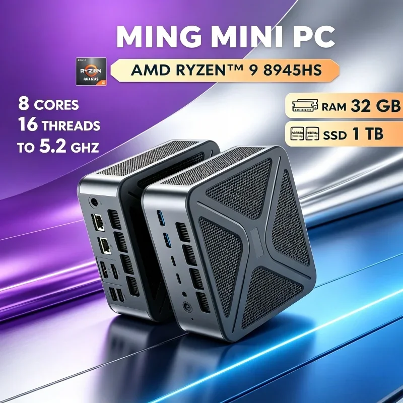 

Fast Response GH8 Mini PC AMD Ryzen9 8945HS Full Interfaces 2*DDR5 WIFI6 BT5.2 8K HDMI2.1 Dual M.2 NVME PC