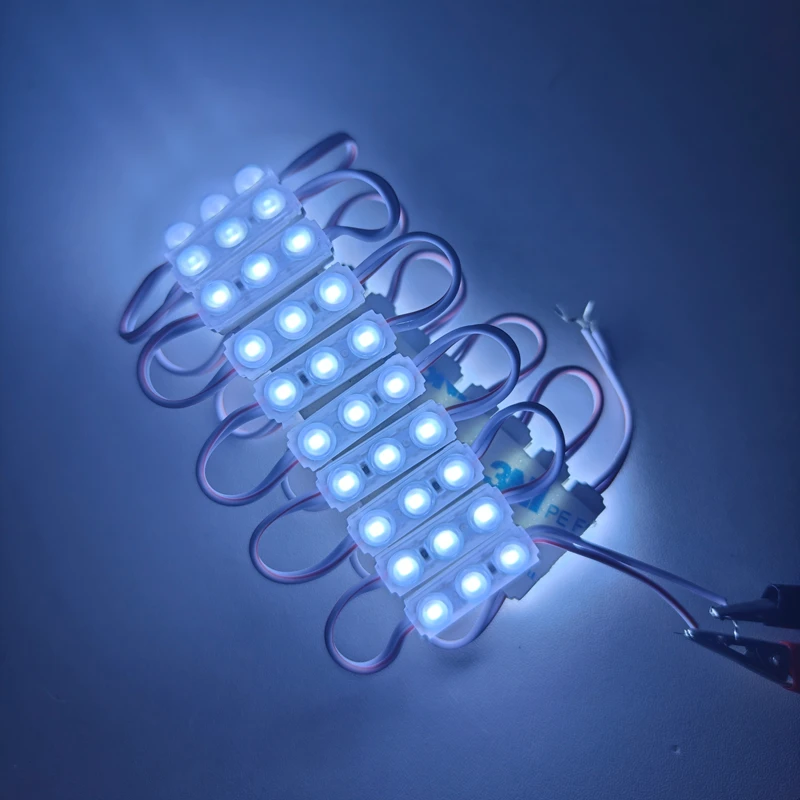 20개/묶음 LED 모듈 2835 SMD DC 12V 방수 인젝션 모듈 3LED 0.9W 미니 LED 모듈 상점 배너 디자인용