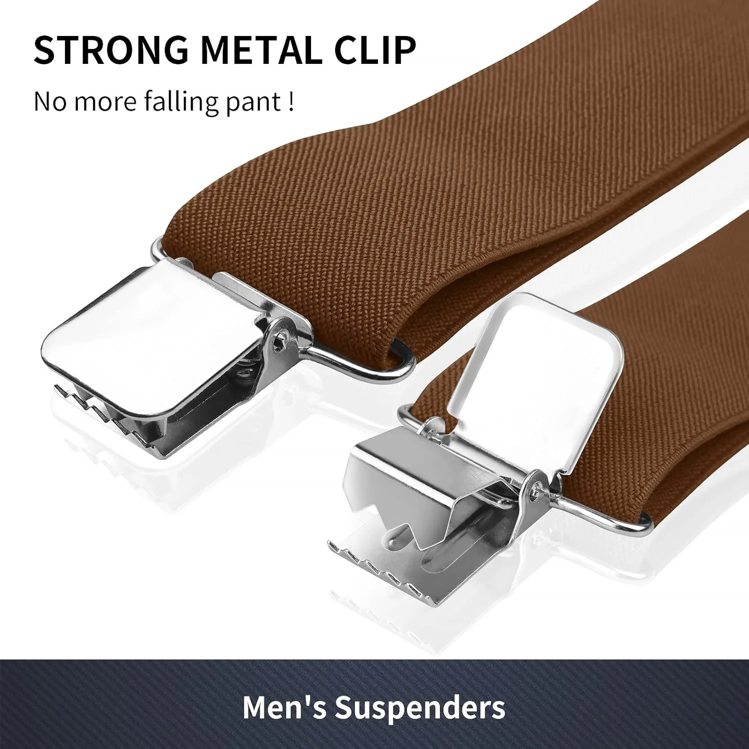 Hosenträger für Herren, Hosenträger mit starken 5,1 cm breiten, 4 Clips, robust, für Herren, hochelastisch, verstellbare Hosenträger im X-Stil – Detail 17
