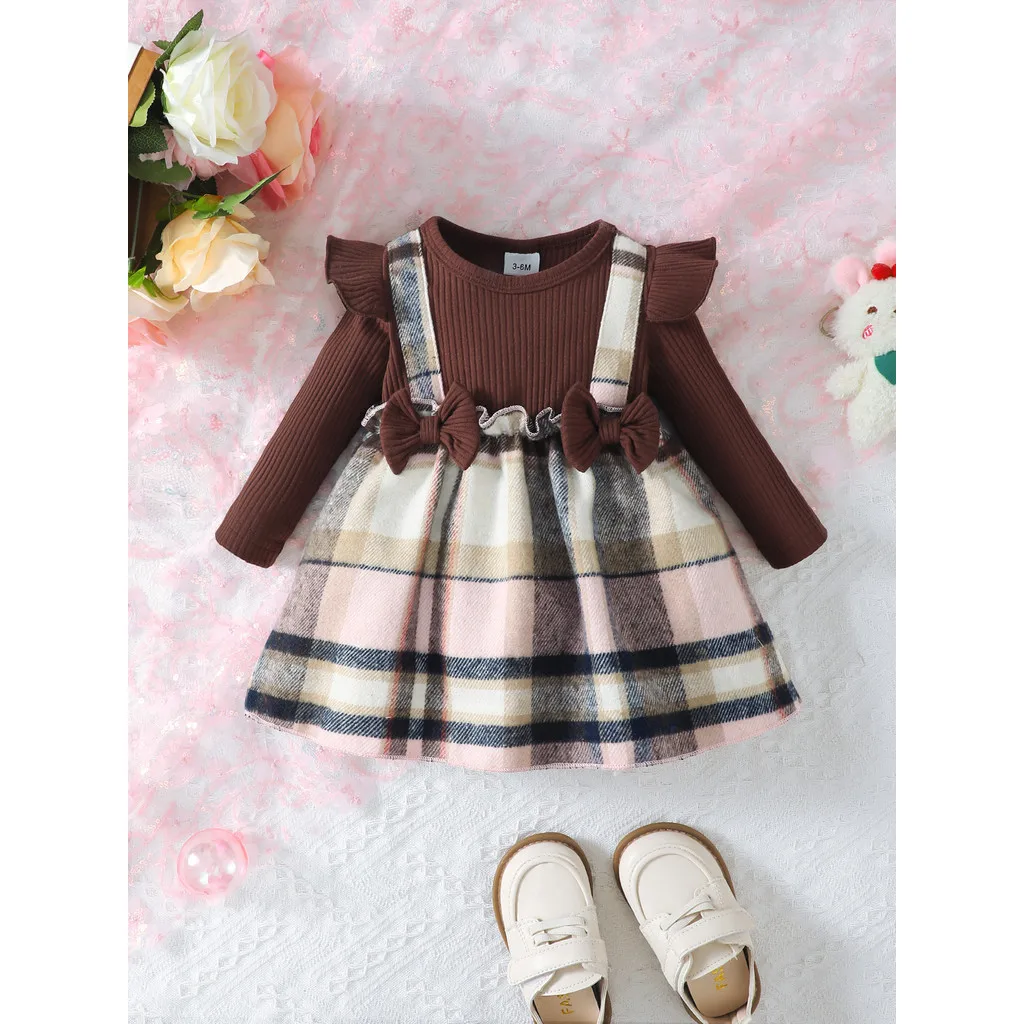 3-24 Months Baby Girl Dress Long Sleeved Checkered Dresses Spring&Autumn Clothing Fashion Birthday Dress for Toddler Girl