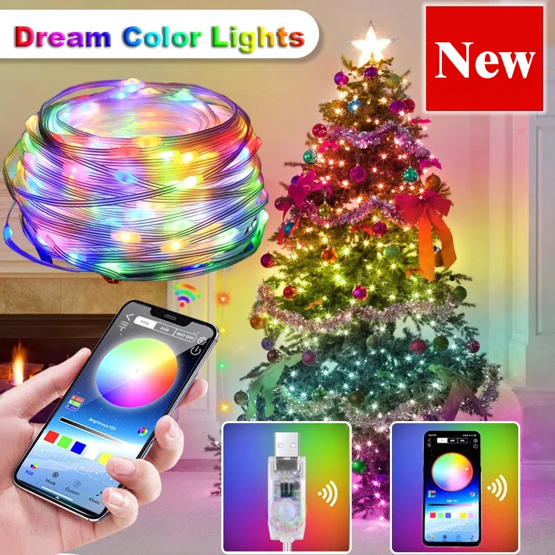 

Christmas Lights 20M 10M 5M LED Fairy String Light Smart Bluetooth Waterproof Dream Color Light Garland Festoon Home Party Decor