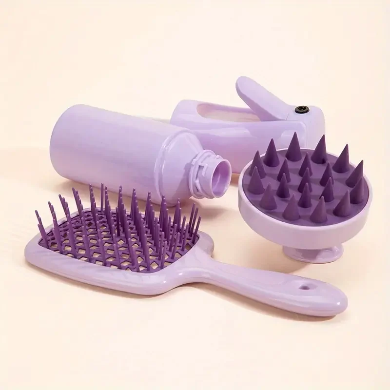 2/3pcs set Scalp Massage Comb Hollow Out Comb Shampoo Massage Brush For Bath Hair Washing Spray Bottle Salon Hairdressing Tools