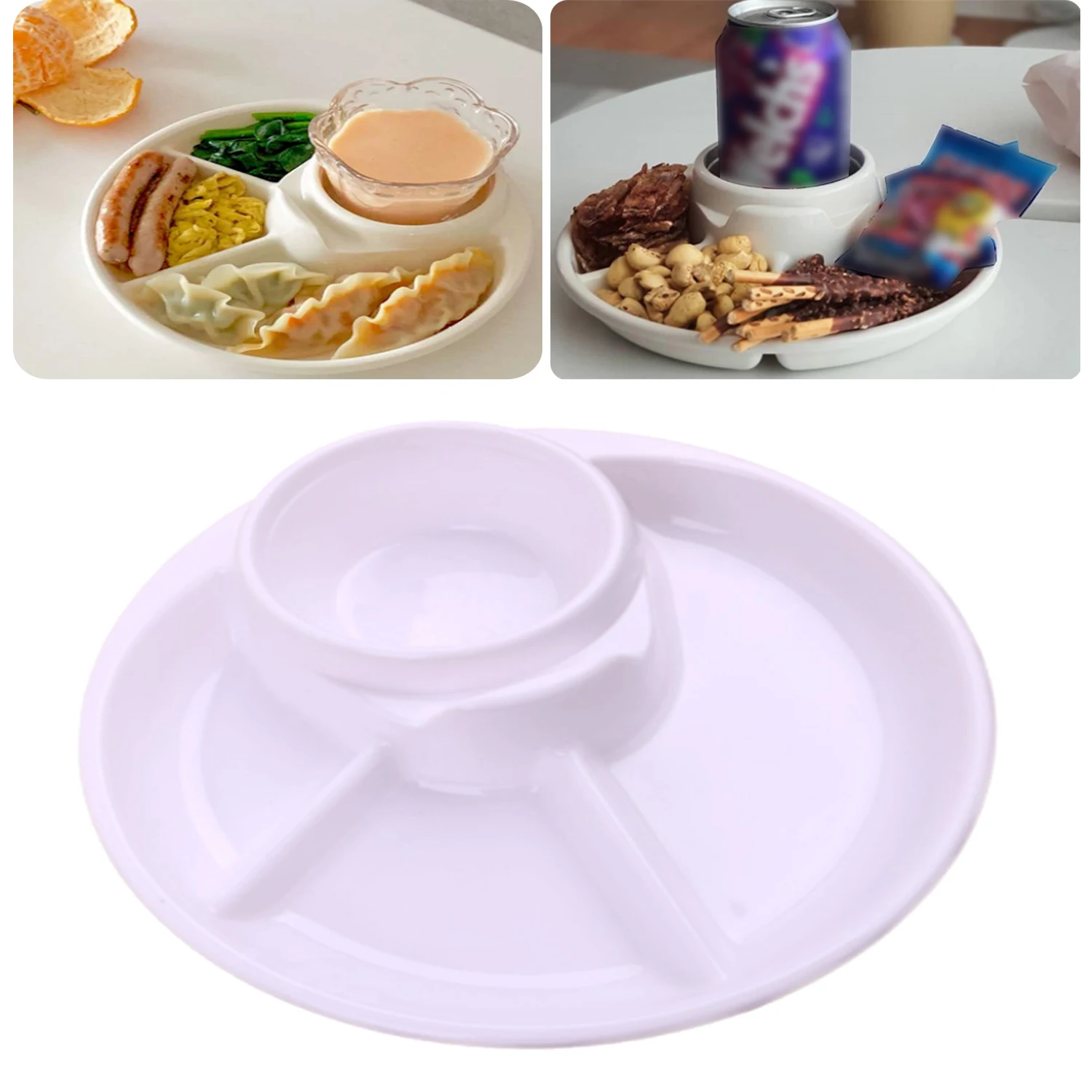 21cm Breakfast Divided Plate Portable Barbecue Picnic Tray Portion Control Plate For Healthy Eating For Adults Kids Dinner Plate