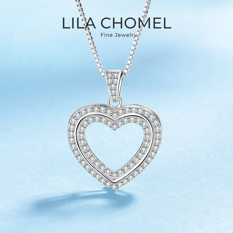 

Girl Valentine's Day 18K White Gold Gorgeous Birthday Gift 0.385CT Moissanite Diamond PT950 Women Wedding Heart Shaped Necklaces