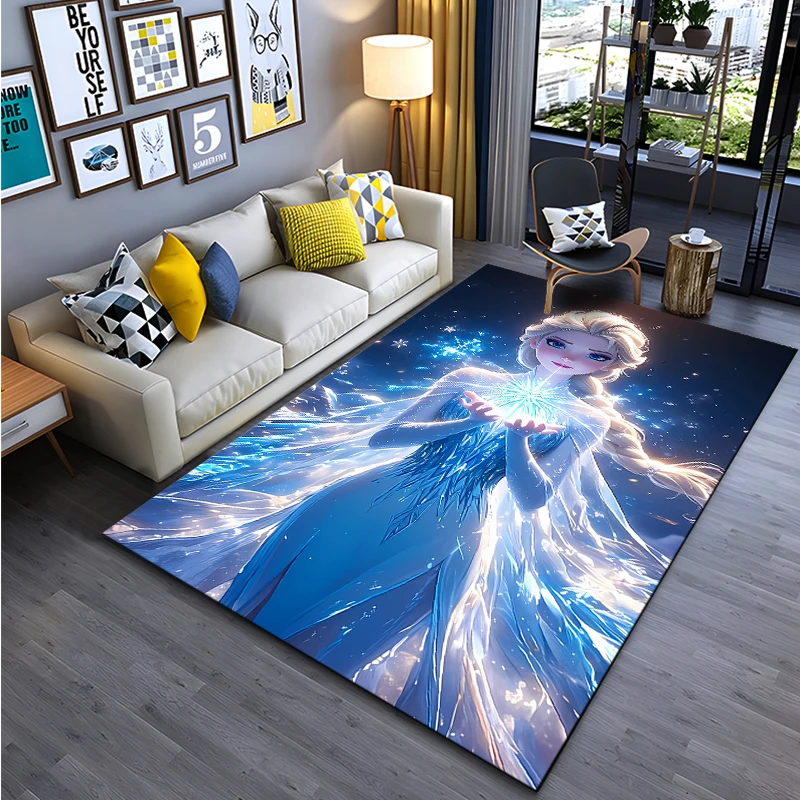 Disney Movie Frozen Elsa Princess Fashion Carpet Rug for Living Room Corridor Bedroom Door Mat Kid Room Play Floor Mat Gifts