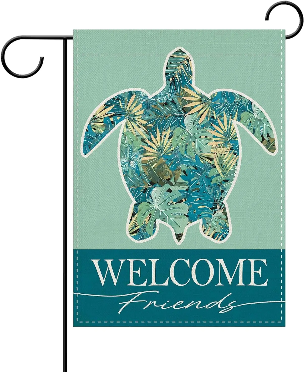 Dyrenson Sea Turtle Welcome Friends Decorative Garden Flag, Coastal Beach Tropical Plant Yard Outside Home Decoration, Summe AAS