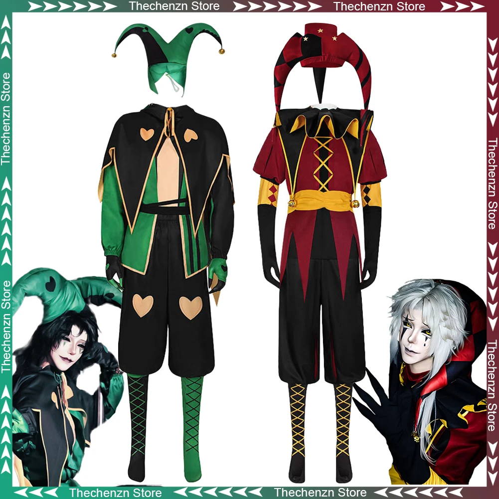 

Fancy Dress Game Freak Circus Clown Pierrot Cosplay For Men Clothing Man Costume Halloween Adult Male Fantasia Party Outfits