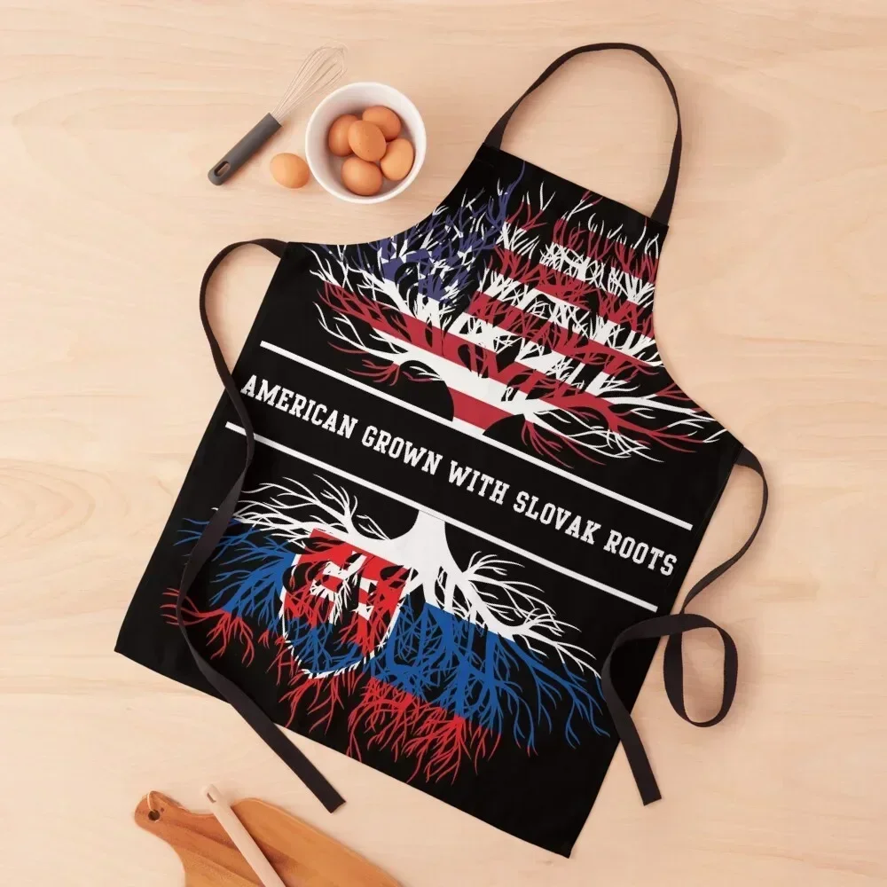 

American Grown With Slovak Roots Slovakia Apron household woman for kitchen useful Woman Kitchens Professional Barber Apron
