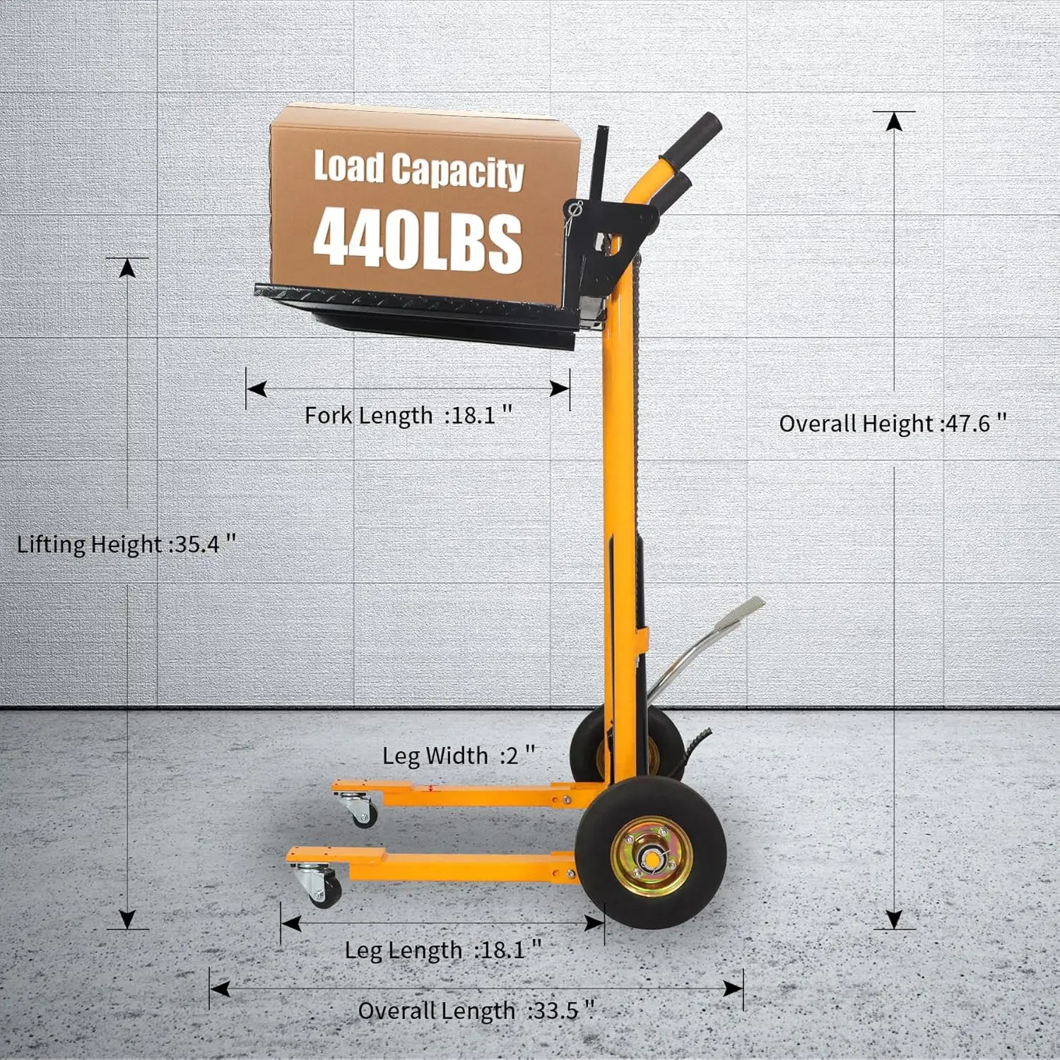 Hydraulic Material Lift, 440 lbs Capacity 35.4