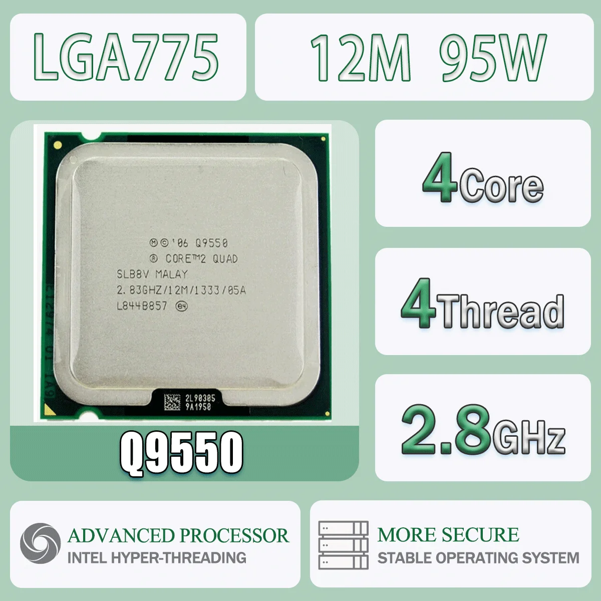 Intel Core Q9550 2,8 GHz Quad-Core Quad-Thread 12M 95W Q 9550 Pacote de servidor de processador de CPU de computador LGA 775
