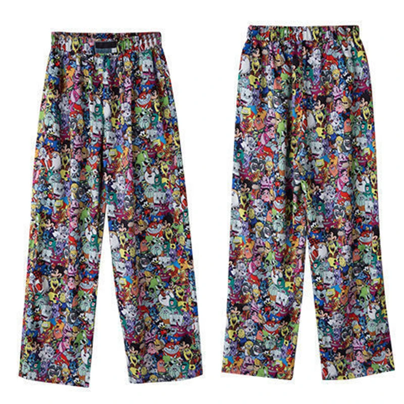 Cartoon Print Casual Pants Women Trendy Wide Leg Pants Summer Comfortable Womens Loose Trousers Pantalons Femmes Lady Sweatpant