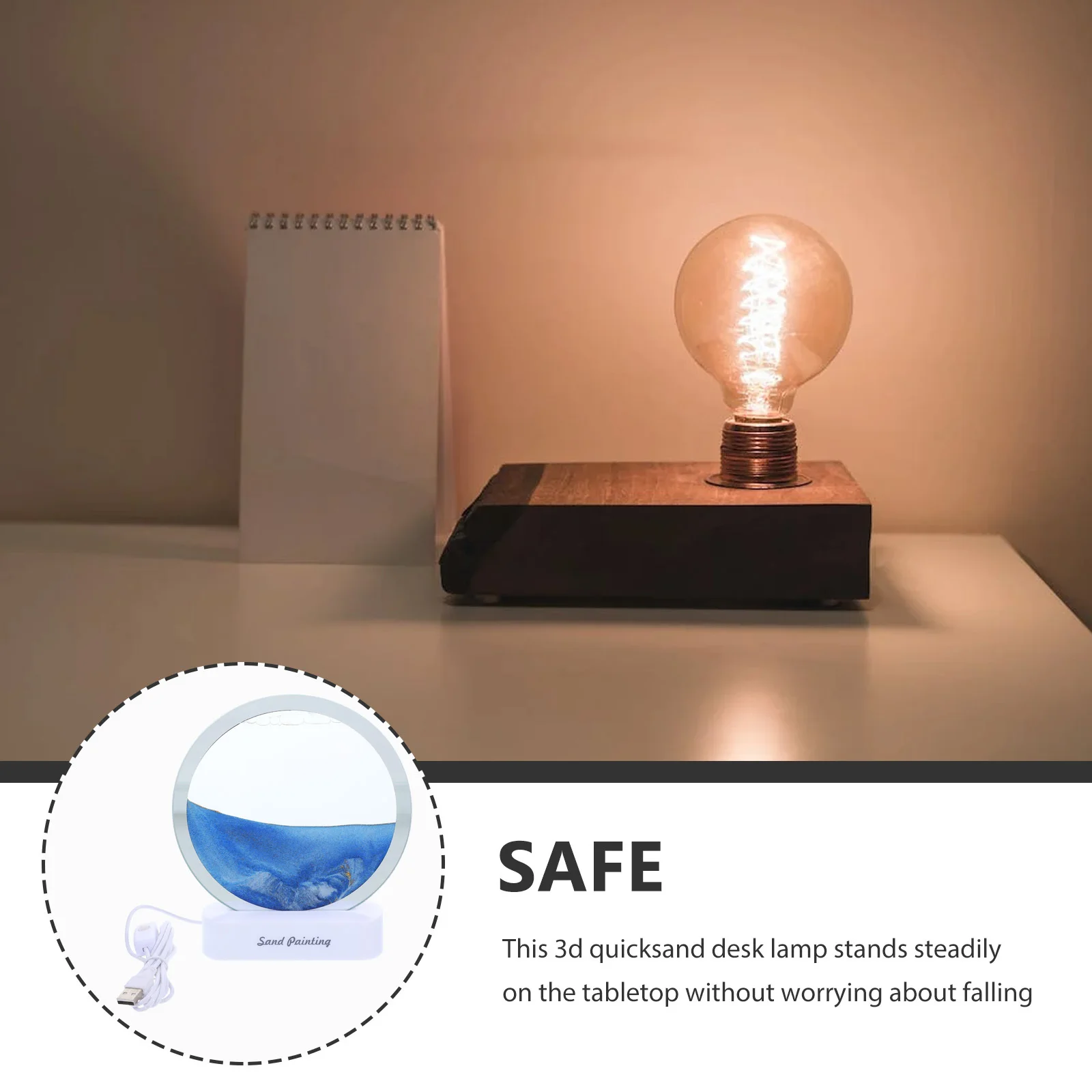 

3D Moving Sand Lamp Stable Quicksand Liquid Painting Scandinavian Home Decor 3D Quicksand Lamp