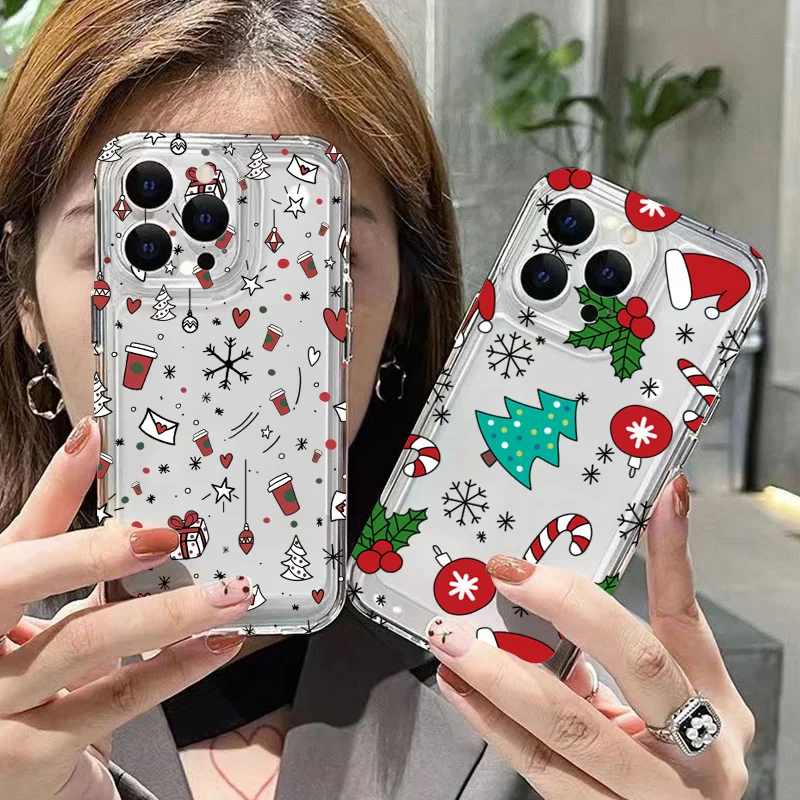 Case For Samsung Galaxy S24 S23 Ultra S22 Plus S21 FE A14 A34 A54 A33 A53 A55 A35 A15 Luxury Cartoon Christmas Soft Phone Cover