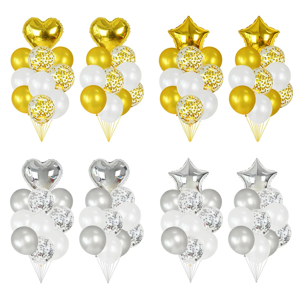 14/20 قطعة بالونات النثار الذهبية الوردية ستار القلب بالونات اللاتكس مجموعة الاطفال الكبار حفلة عيد ميلاد الديكور العروس لوازم الزفاف #6