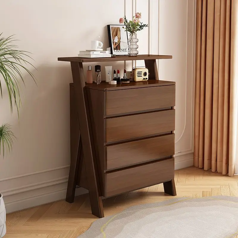 

Solid wood chest four-draw chest modern simple bedroom storage cabinet log wind living room storage cabinet drawer cabinet new