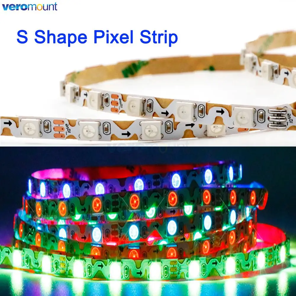 WS2812B 5050 RGB Pixel LED Strip DC5V 12V 60LEDs/m SK6812 3535 SMD 84LEDs/m S Shape Addressable Flexible Tape Full Color 6mm PCB