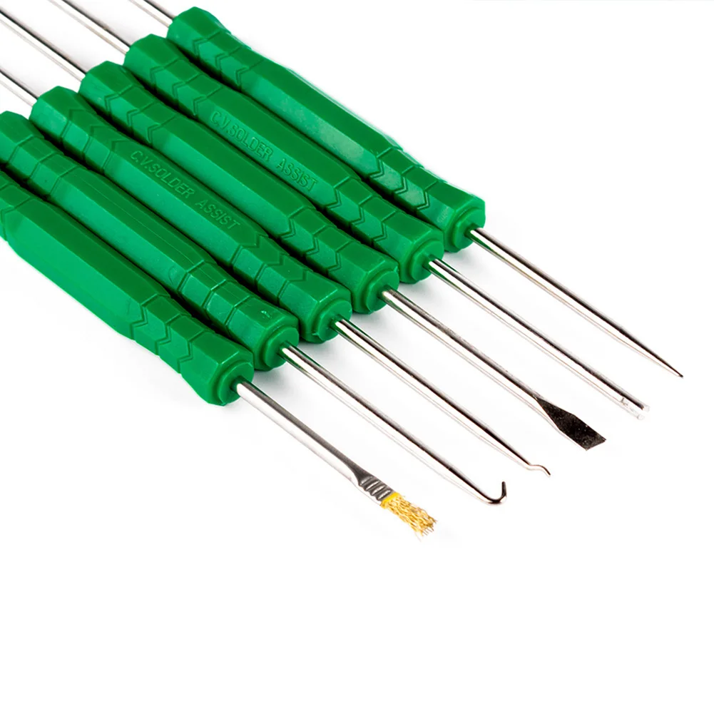 6Pcs Desoldering Aid Tool Kit Soldering Aid Assist Tool PCB Cleaning Repair Tool For Scraper Awl Brush Rod Soldering Power Tool