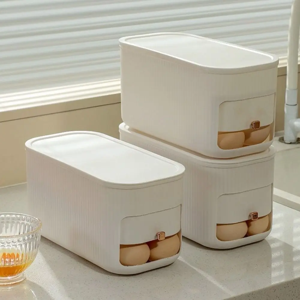 

Plastic Egg Storage Box Large Capacity Space Saving Scrolling Egg Holder with Lid Food Grade Egg Fresh-keeping Case Kitchen