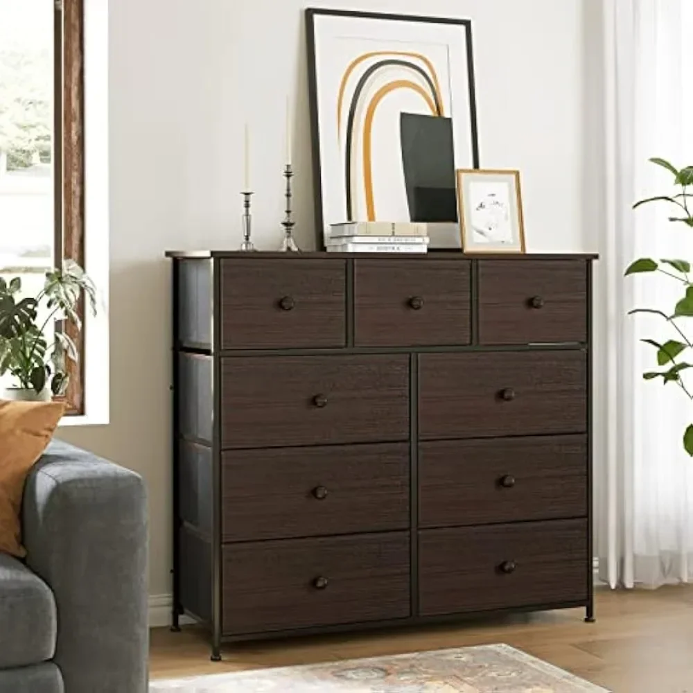 9 Drawer Dresser for Bedroom Faux Leather Chest of Drawers Closets Large Capacity Organizer Tower