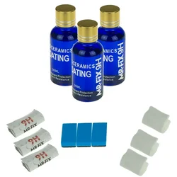 3PCS 9H Car Liquid Ceramic Coat Super Hydrophobic Glass Coating Set Polysiloxane and Nano materials Ceramics For Cars