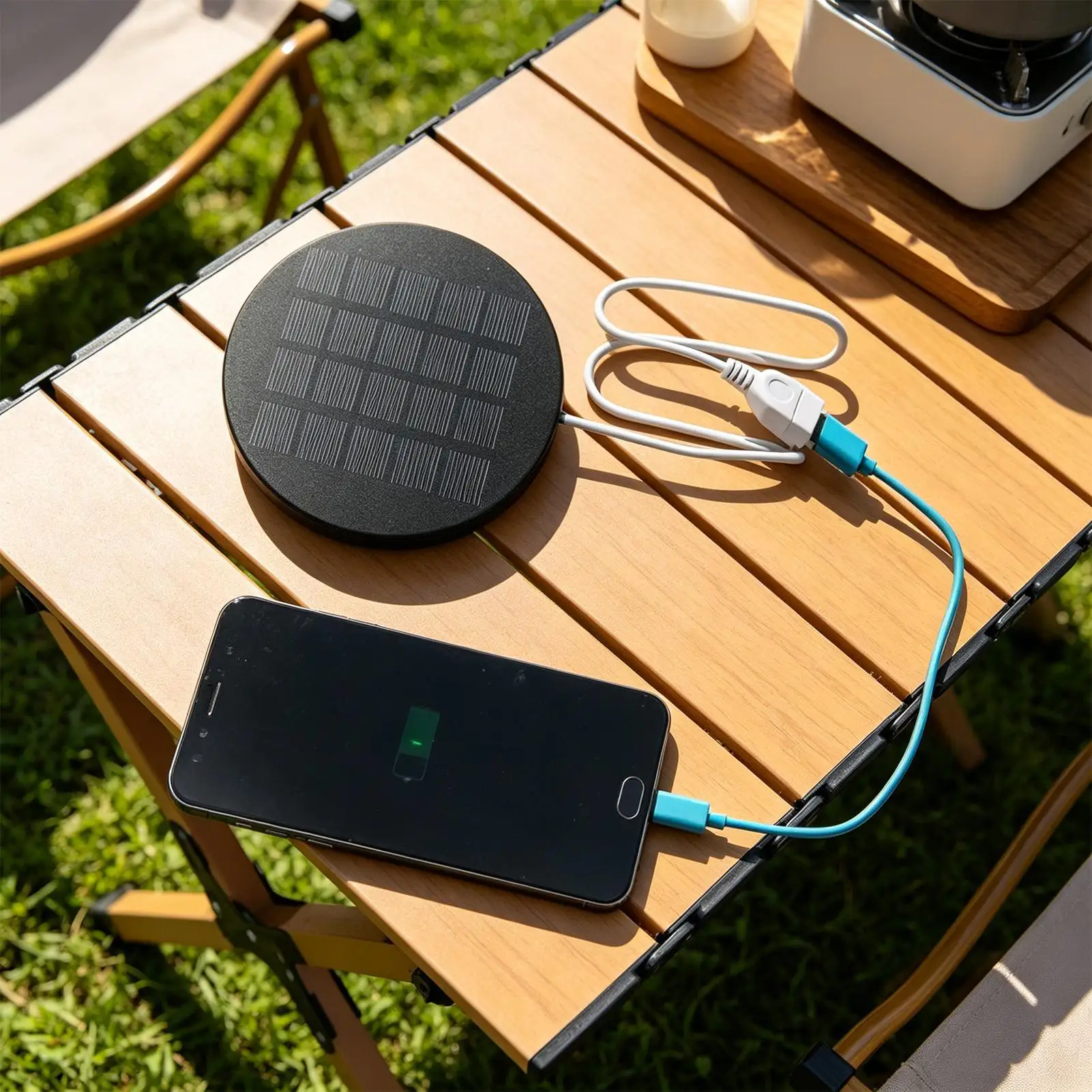 USB Solar Panel 1.2W 5V USB Portable Lightweight Charger Round Camera Solar Panel For Camping Headsets Fans Travel Home RV Roof