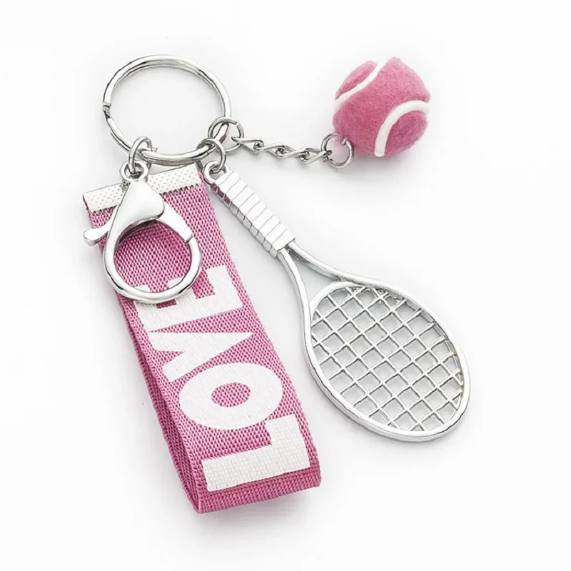 2021 New Mini Tennis Racket Keychain Creative Cute 6 Color Love Sport Keychains Car Bag Pendant Keyring Sports Enthusiast Choice