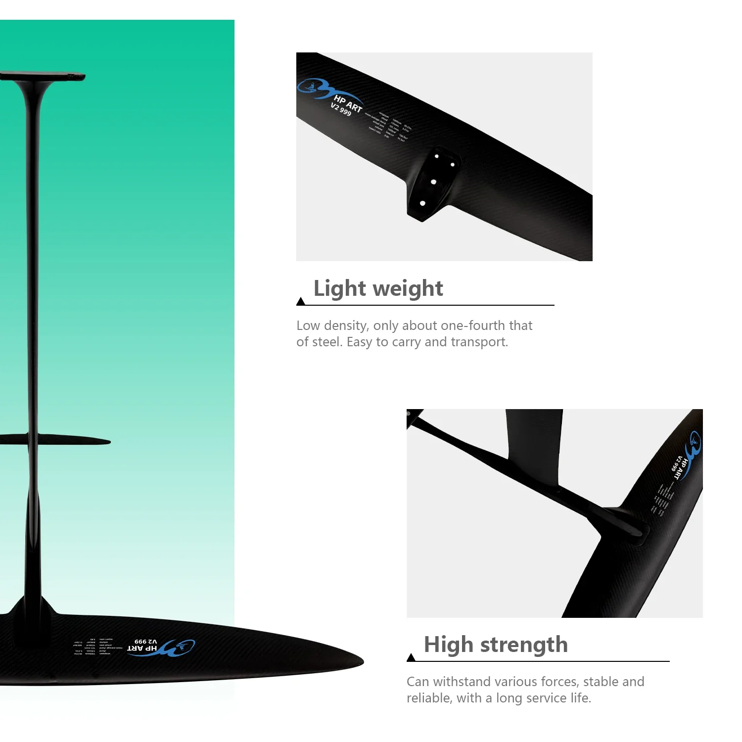 GY ART 999V2 High Performance Carbon Mast Fiber Sup Paddle Board Kite Wing Surfing Hydrofoil