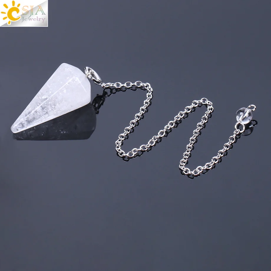 CSJA Healing Crystal Slinger voor Waarzeggerij Wichelroedelopen Roze Kwarts Slingers Natuurlijke Edelsteen Reiki Kristallen Hanger Pendulos E112