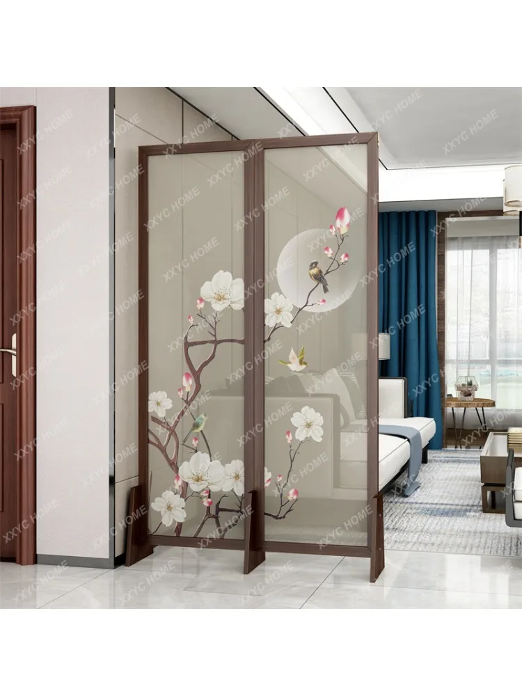 New Chinese Style Simple Subareas Screens Covering Hallway Folding Solid Wood Isolation Curtain Office Tea Room Living Room