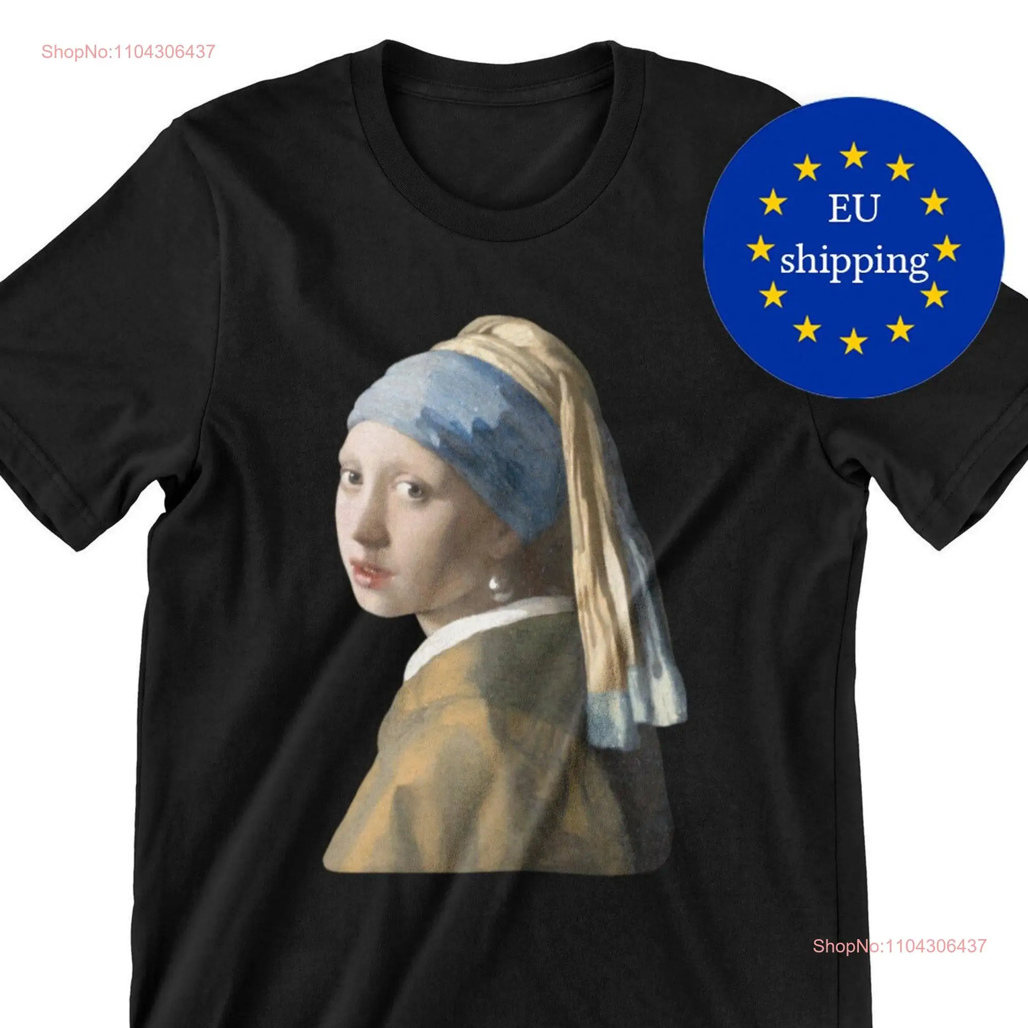 Girl with a Pearl Earring t shirt Art History EU shipping long or short sleeves