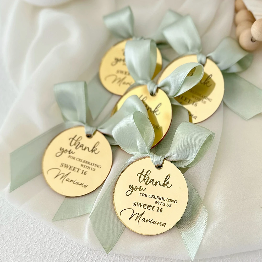 50 sztuk niestandardowych przywieszek z imieniem Baby Shower Favors, akrylowe przywieszki, logo z literą nazwy, dziękuję miejsc, przywieszka na prezent Baby Shower — zdjęcie 4