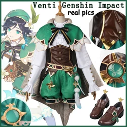 Genshin Impact Cosplay Venti Kostuum Vest Hoed Kousen Pruik Mondstadt Wind God Spel Uniform Mooie Outfit Anime Comic Con