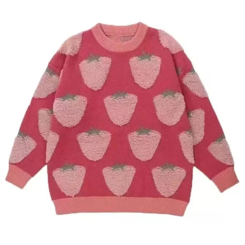 Damen O-Ausschnitt Warme Pullover 2026 Herbst Winter Locker Sitzende Damenpullover Weibliche Langarm-Strickpullover Rosa Pullover Damenkleidung