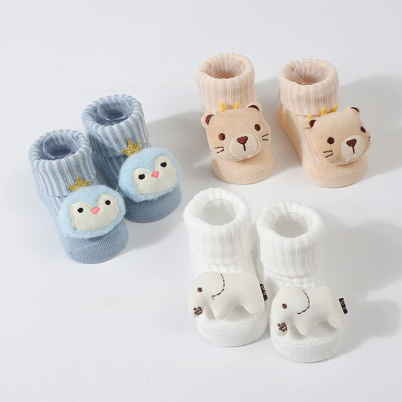 Autumn Children Knitted Socks Cute Cartoon Doll Infant Mid-tube Sock 3-12Month Baby Walking Socks Soft Cotton Children Footwear