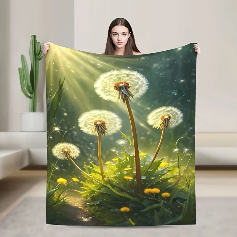 

Очаровательное фланелевое одеяло с принтом одуванчика — созданное с ярким природным вдохновением и фоном звездного неба под солнцем.