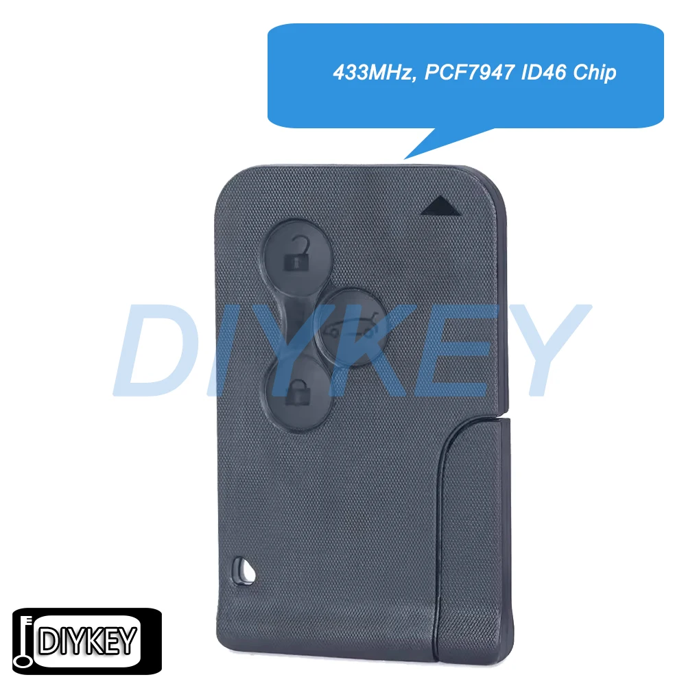 

3-кнопочный смарт-брелок с дистанционным управлением, 433 МГц PCF7947 ID46 чип для Renault Megane 2 3 Scenic Clio 2003 2004 2005 2006 2007 2008
