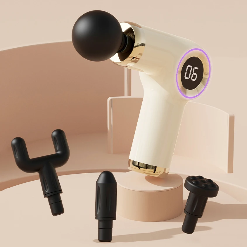 Mini Fascia Gun Professional Muscle Relaxation LCD Display Massage Gun Multi Massage Head Fascia Gun